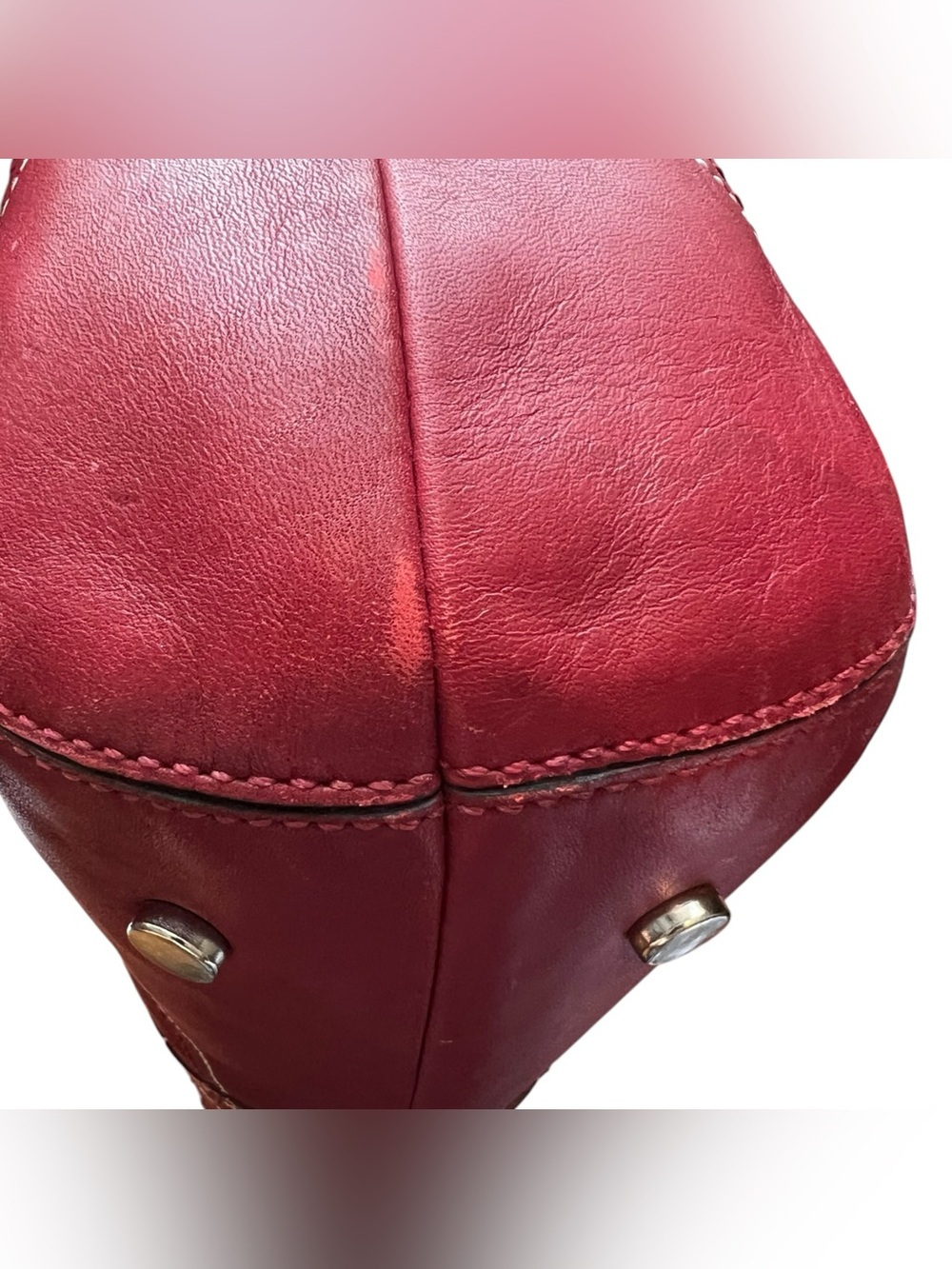 Coach Burgundy Red Leather Satchel with Silver Hardware - Picture 8 of 14